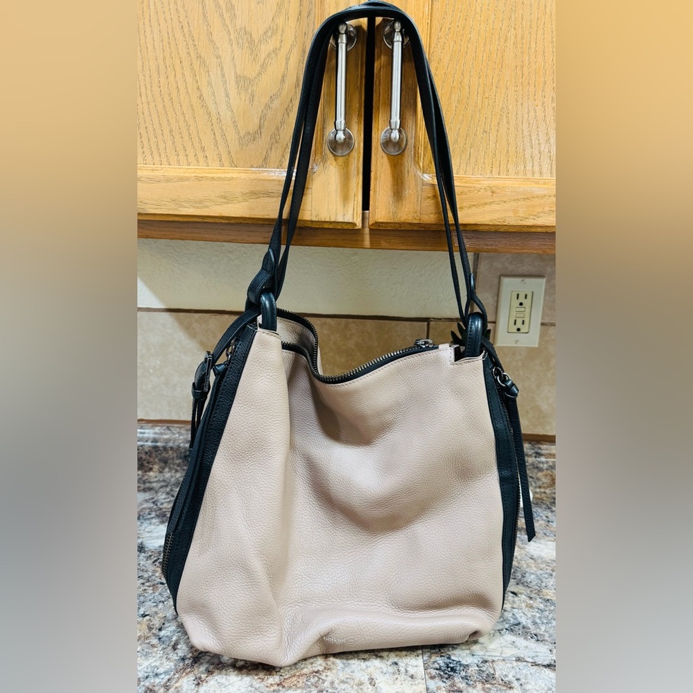 Botkier Cream and Black Shoulder Bag with Slouchy Design used excelente condit